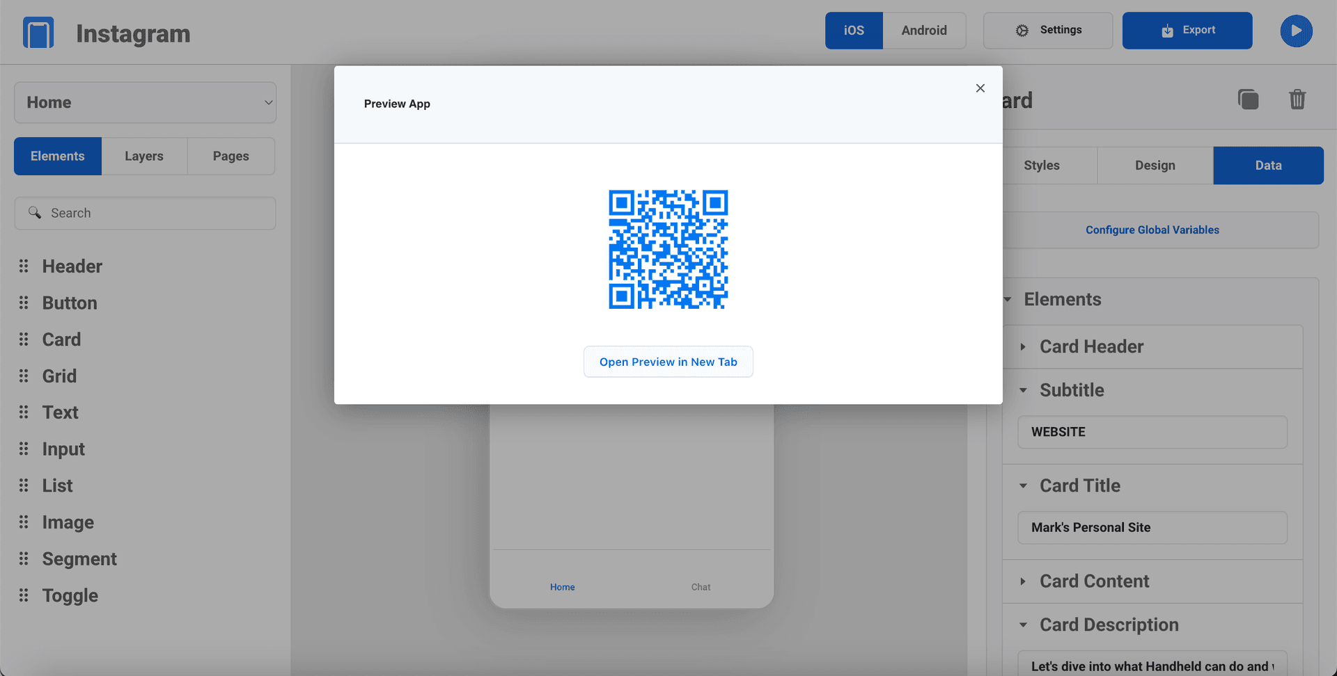 Handheld - Live preview on device with QR code scanning